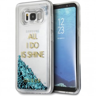 Чехол Guess Liquid Glitter для Samsung Galaxy S8 прозрачный/голубой оптом