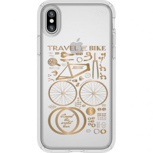 Чехол Speck Presidio Clear + Print для iPhone X (City Bike Metallic Gold) прозрачный оптом