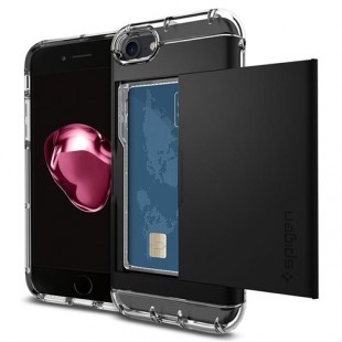Чехол Spigen Crystal Wallet для iPhone 7 (Айфон 7) чёрный (SGP-042CS20981) оптом