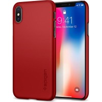 Чехол Spigen Thin Fit для iPhone X красный (057CS22109)