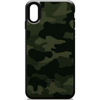 Чехол TORIA Genuine Leather Camouflage Case для iPhone XR зелёный Army