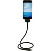 Кабель-автодержатель USB Fuse Chicken Bobine Blackout Auto в стальной оплётке для iPhone (Айфон) чёрный