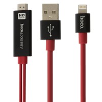 Кабель HoCo UA4 Lightning HDMI красный/черный