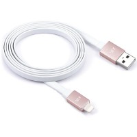 Кабель Just Mobile AluCable Flat Lightning-USB (1,2 метра) белый / розовое золото