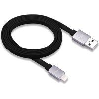 Кабель Just Mobile AluCable Flat Lightning-USB (1,2 метра) чёрный / серебристый
