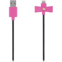 Кабель Kate Spade New York Bow Lightning — USB (1 метр) чёрный/розовый