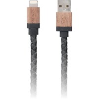 Кабель Le Touch Leather Braided MFI Cable Lightning-USB (0,9 метра) чёрная кожа / дерево