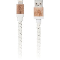 Кабель Le Touch Leather Braided MFI Cable Lightning-USB (1,2 метра) белая кожа / дерево