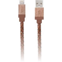Кабель Le Touch Leather Braided MFI Cable Lightning-USB (1,2 метра) коричневая кожа / дерево