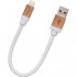 Кабель Le Touch Leather Braided MFI Cable Lightning-USB (20 сантиметров) белая кожа / дерево оптом