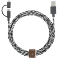 Кабель Native Union BELT Twin Head Lightning+micro-USB Cable (2 метра) Зебра