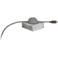 Кабель Native Union NIGHT Lightning-USB Cable Marble Edition (3 метра) с белой мраморной подставкой