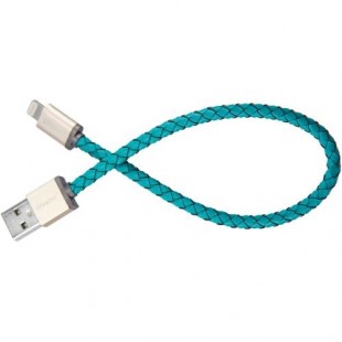 Кабель PlusUs MFI Lightning USB Cable (0,25 метра) Cross Turquoise голубой (кожа) оптом