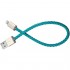 Кабель PlusUs MFI Lightning USB Cable (0,25 метра) Cross Turquoise голубой (кожа) оптом