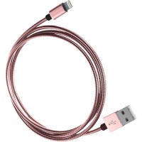 Кабель Qumo Lightning-USB Premium (1 метр) MFI в стальной оплетке розовое золото