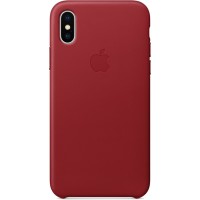 Кожаный чехол Apple Leather Case для iPhone X красный (PRODUCT)RED