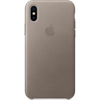 Кожаный чехол Apple Leather Case для iPhone X платиново-серый (Taupe)