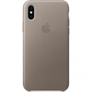 Кожаный чехол Apple Leather Case для iPhone X платиново-серый (Taupe) оптом