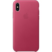 Кожаный чехол Apple Leather Case для iPhone X «розовая фуксия» (Pink Fuchsia)