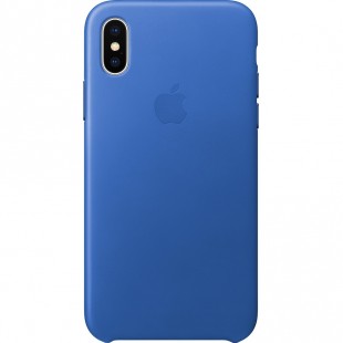 Кожаный чехол Apple Leather Case для iPhone X «синий аргон» (Electric Blue) оптом