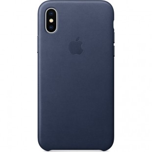 Кожаный чехол Apple Leather Case для iPhone X тёмно-синий (Midnight Blue) оптом