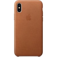 Кожаный чехол Apple Leather Case для iPhone X золотисто-коричневый (Saddle Brown)