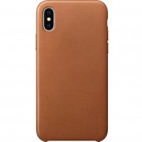 Кожаный чехол YablukCase для iPhone X коричневый (Saddle Brown)