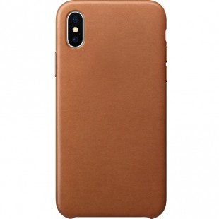 Кожаный чехол YablukCase для iPhone X коричневый (Saddle Brown) оптом