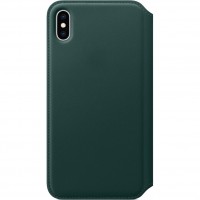Кожаный чехол YablukCase Folio для iPhone XS Max «Зелёный лес»