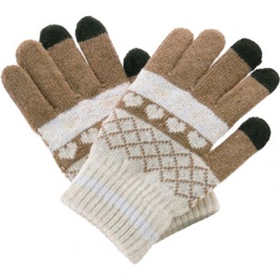 Перчатки шерстяные Beewin Smart Gloves для iPhone/iPod/iPad/etc коричневые сердца (размер L) оптом