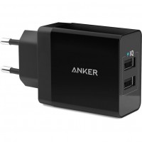Сетевое зарядное устройство Anker PowerPort 2 24W чёрное(A2021311)