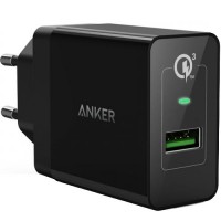 Сетевое зарядное устройство Anker PowerPort USB 3.0 чёрное + кабель micro-USB (B2013L12)