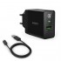 Сетевое зарядное устройство Anker PowerPort USB 3.0 чёрное + кабель micro-USB (B2013L12) оптом
