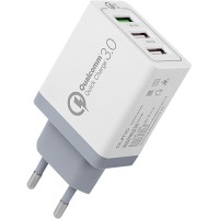 Сетевое зарядное устройство Qumo Quick Charge 3.0 3 USB белое
