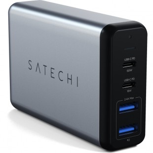 Сетевое зарядное устройство Satechi 75W Dual Type-C PD Travel Charger серый космос (ST-MC2TCAM) оптом