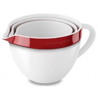 Набор круглых керамических чаш для запекания и смешивания KitchenAid Ceramic 3-Piece Nesting Mixing Bowl Set KBLR03NBER (Empire Red)
