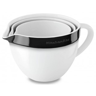 Набор круглых керамических чаш для запекания и смешивания KitchenAid Ceramic 3-Piece Nesting Mixing Bowl Set KBLR03NBOB (Onyx Black) оптом