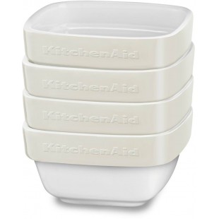 Набор квадратных керамических мини-чаш для запекания KitchenAid Ceramic 4-Piece Stacking Ramekin Bakeware Set KBLR04RMAC (Almond Cream) оптом